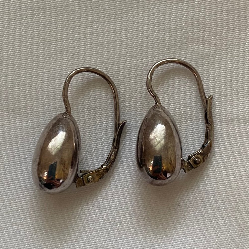 Solid Sterling Silver Lever Back Earrings - image 1